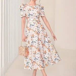 Blossoming Floral Print Short Sleeve Dress -